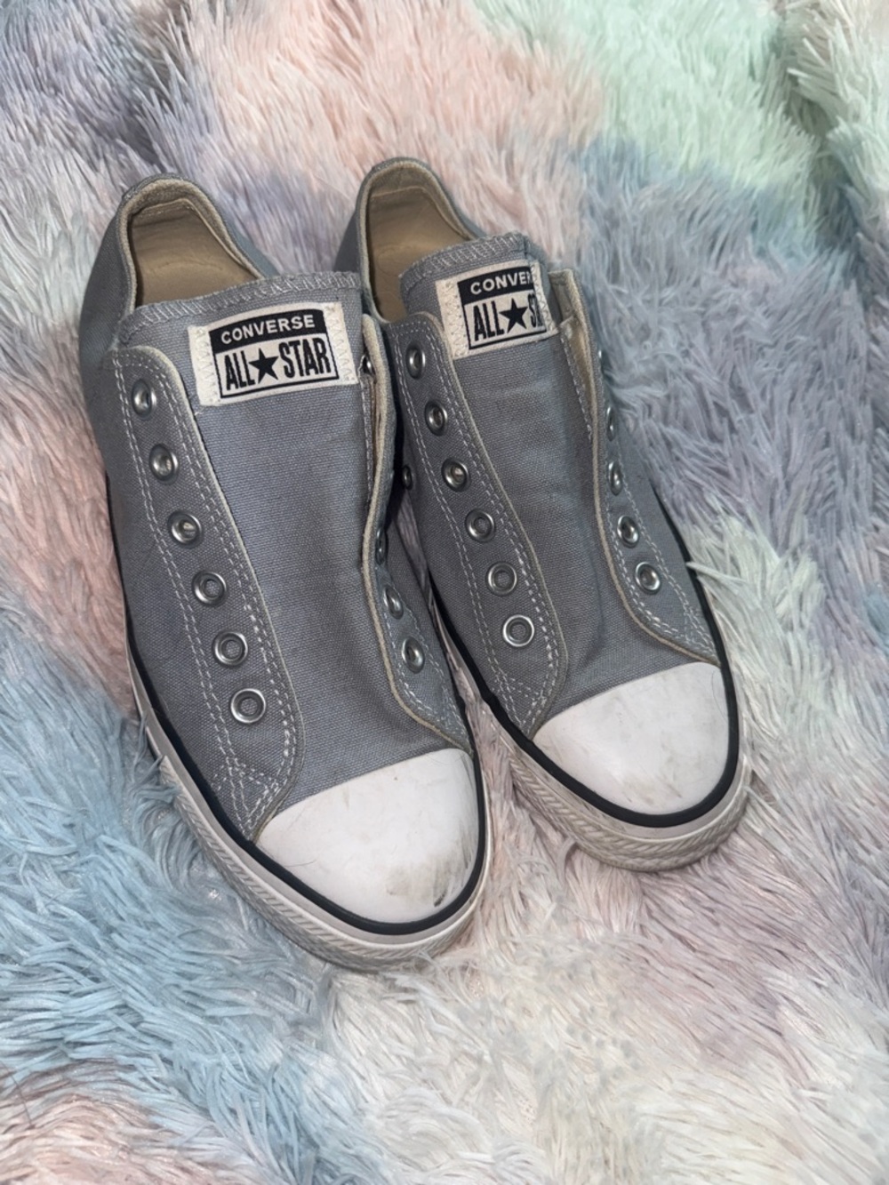 Converse Slip-On Low Top Sneakers - light blue gray size 7.5